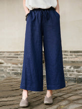 Simple Linen Column Elasticity Waist Pants
