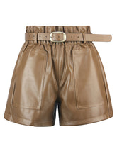 Simple Wide Leg Solid Color PU Shorts Bottoms