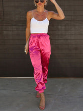 Drawstring Pockets Solid Color Loose Straight Leg Casual Pants Bottoms