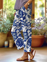 Women's Art Floral Loose Casual Pants (With Pockets)