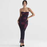 Printed Suspender Dress Female Slim-fit Bag Hip Fishtail