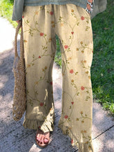 Women's Retro Elegant Floral Art Pattern Printed Cotton And Linen Casual Pants