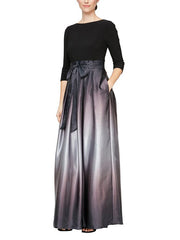 Loose Gradient Pleated Pockets Split-Joint Tied Waist Long Skirts Skirts Bottoms