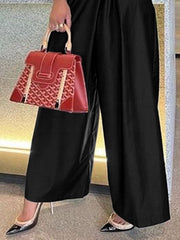 High Waisted Wide Leg Asymmetric Pleated Solid Color Split-Joint Pants Trousers