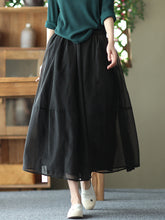 Simple Loose Solid Color Split-Joint Bubble Skirt