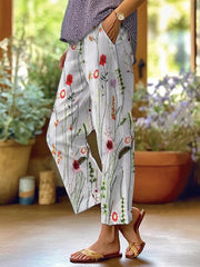 Women's Vintage Floral Print Casual Pants