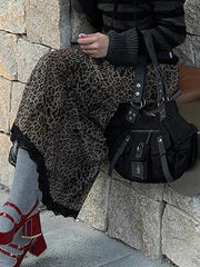 Leopard Print Lace Skirt