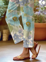 Women's Art Floral Loose Casual Pants (With Pockets)