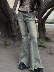 Vintage Raw Edge Denim Flared Pants