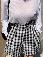 Buttoned Elasticity Plaid High Waisted Loose Shorts Bottoms