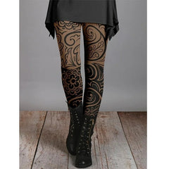 Retro ethnic style slimming printed leggings