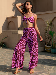 Vacation Loose Floral Printed Vest&Pants Two Pieces Set