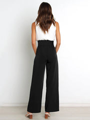 Simple Loose Wide Leg Solid Color Casual Pants Bottoms