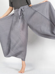 Simple Wide Leg Loose Pleated Solid Color Casual Pants Bottoms