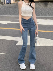 Urban High Waisted Split-Joint Jean Flared Pants Bottoms