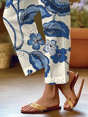 Women's Art Floral Loose Casual Pants (With Pockets)
