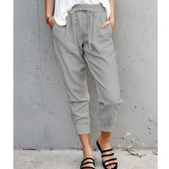 Solid Color Lace-up Casual Pants