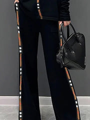 Contrast Color Pockets Loose Wide Leg Trousers Pants