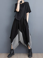 Split-Joint Harem Pants Irregular Clipping Casual Pants Bottoms
