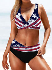 Gradient Green Striped Swimsuit