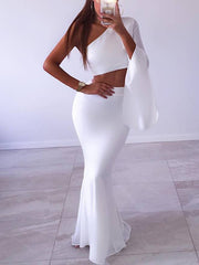 Bodycon One-Shoulder Two-Piece Suits