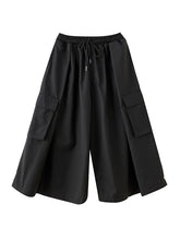 Simple Loose Wide Leg Drawstring Solid Color Casual Pants Bottoms