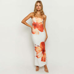 Zara Floral Strapless Maxi Dress