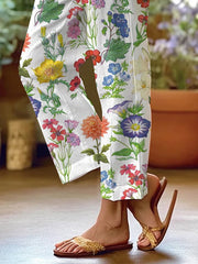 Women's Art Floral Loose Casual Pants (With Pockets)