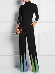 Elasticity Pockets Printed Split-Joint Loose Trousers Pants