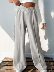 Elasticity Solid Color High Waisted Loose Trousers Pants