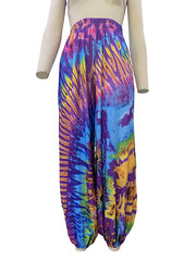 Elasticity Pockets Printed High Waisted Loose Trousers Pants