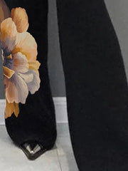 High Waisted Loose Flower Print Pants Trousers