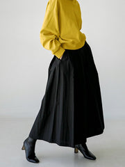 Pleated Solid Color Tied Waist High Waisted Loose Trousers Wide Leg Pants