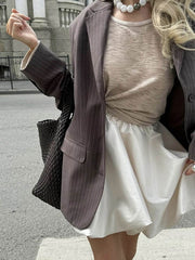 Elasticity Solid Color A-Line High Waisted Skirts Bottoms