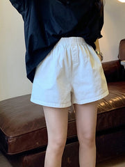 Elasticity Solid Color Split-Joint High Waisted Loose Shorts Bottoms