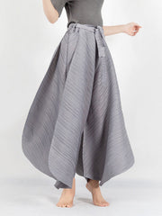 Simple Wide Leg Loose Pleated Solid Color Casual Pants Bottoms