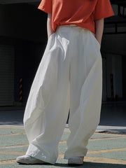 Solid Color Split-Joint Loose Wide Leg Trousers Casual Pants Bottoms