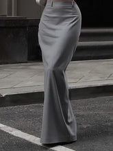 No Belt Solid Color Split-Back Split-Joint Zipper High Waisted Loose Skirts Bottoms