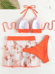 3 Piece Orange Bikini Set