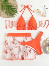 3 Piece Orange Bikini Set