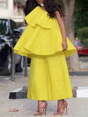 High Waisted Loose Pockets Solid Color Pants Trousers