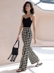 Vacation High Waisted Plaid Pants