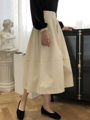 Simple A-Line High Waisted Solid Color Skirts Bottoms