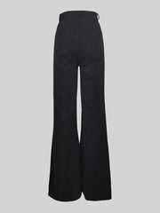 High-Waisted Solid Color Loose Wide Leg Trousers Pants