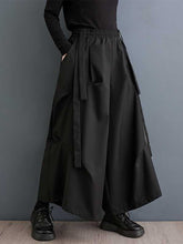 Elasticity Pleated Pockets Solid Color High Waisted Loose Trousers Pants