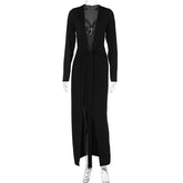 Veronica Deep V-Neck Tie-Waist Maxi Dress