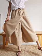 Asymmetric Elasticity Pockets Solid Color Split-Front Split-Joint Loose Wide Leg Trousers Pants