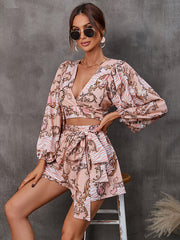 Bohemia Puff Sleeves High Waisted Floral Jumpsuit