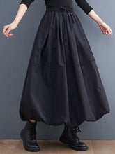 Urban Loose Drawstring High Waisted Black Bubble Skirt