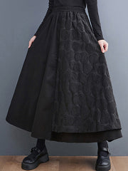 Asymmetric Elasticity Jacquard Solid Color A-Line Loose Skirts Bottoms